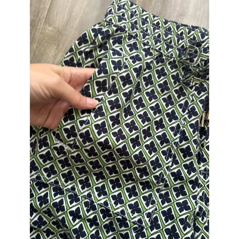 Women's Linen Wide Leg Pants with Pockets Green Floral Print‎ Summer size xs